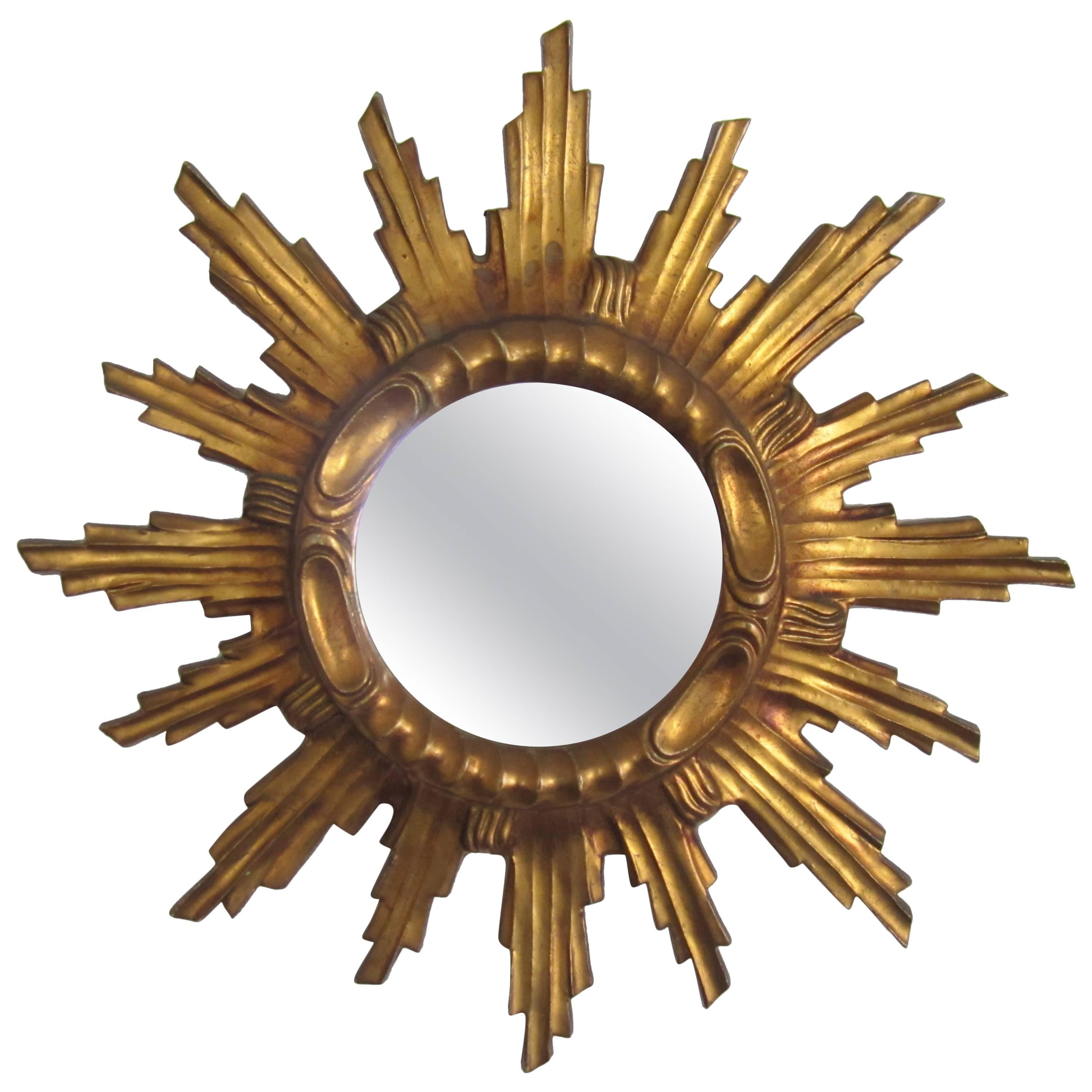 Vintage Giltwood Sunburst Mirror, France