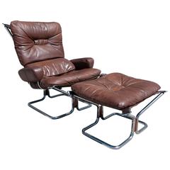 Midcentury Ingmar Relling Lounge Chair and Ottoman