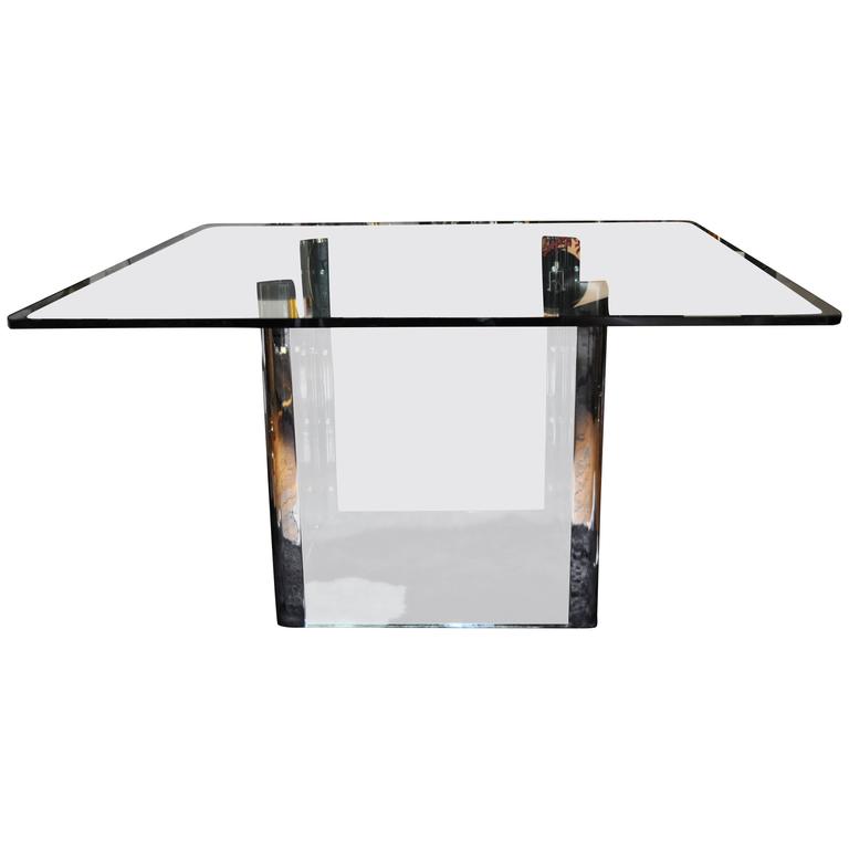 Pace Collection Chrome And Gl Square Dining Table Base 1970 S Pace Collection Chrome And Gl Square Dining Table Base 1970 S For