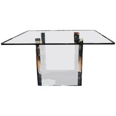 Pace Collection Chrome and Glass Square Dining Table Base, 1970's