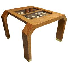 Italian Bamboo and Brass Game Table, 1970s