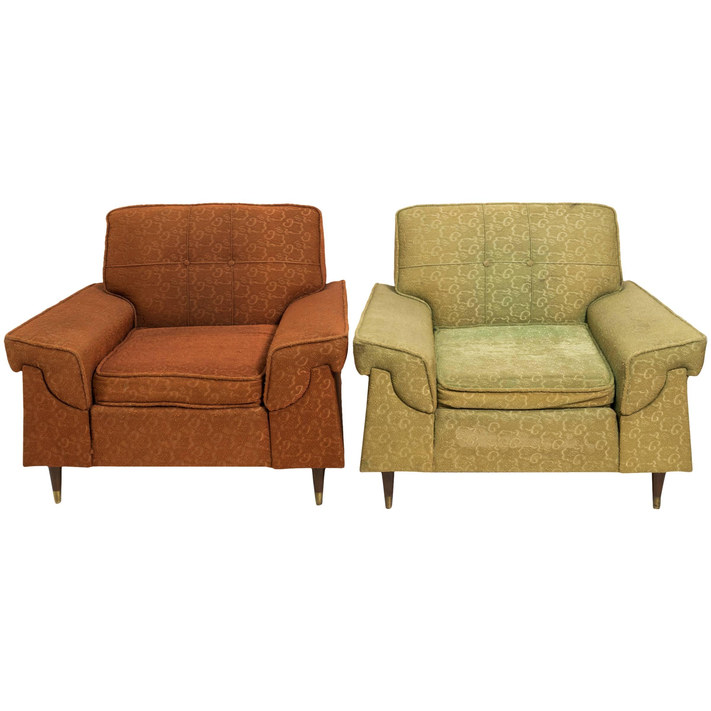 Pair of 1950s Kroehler Oversized Lounge Chairs