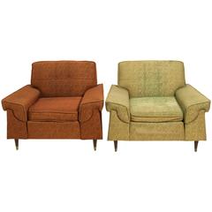 Retro Pair of 1950s Kroehler Oversized Lounge Chairs