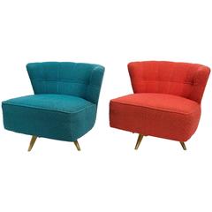 Pair of Kroehler 1950s Swivel Lounge Chairs
