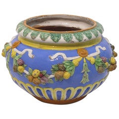 19th Century Italian Della Robbia Terra-Cotta Faience Pot Planter