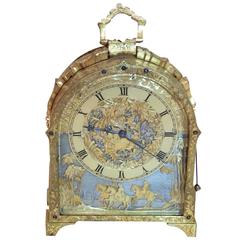 Early 19th Century Gilt Brass and Silvered Desk Clock