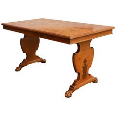 Art Deco Bibliotek Golden Flame Birch Dining or Writing Table 11