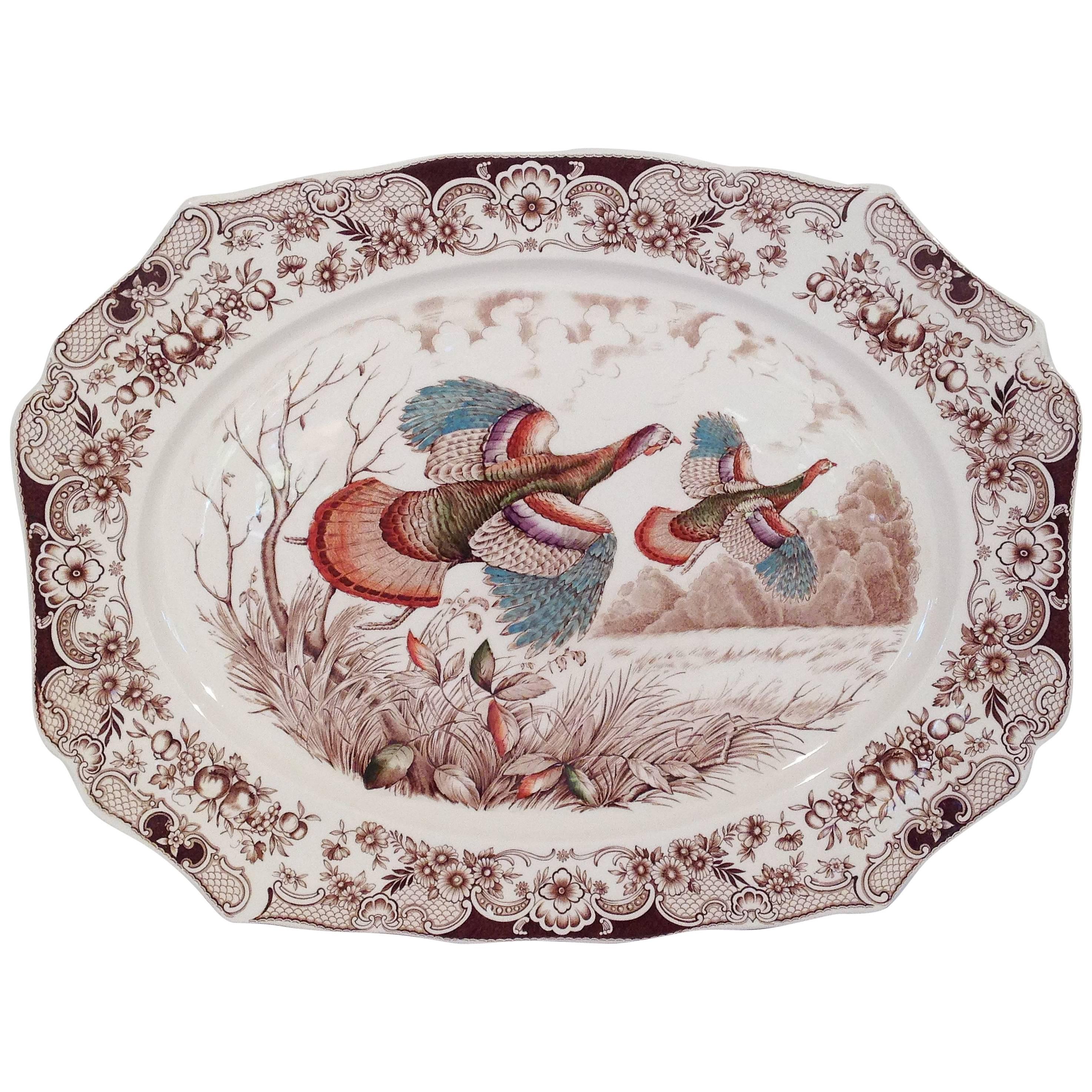 Large Wild Turkeys "Flying" Platter by Johnson Brothers
