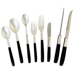Lunt Contrast Sterling Silver Nylon Moderne Flatware Set for Eight, 72 Pieces