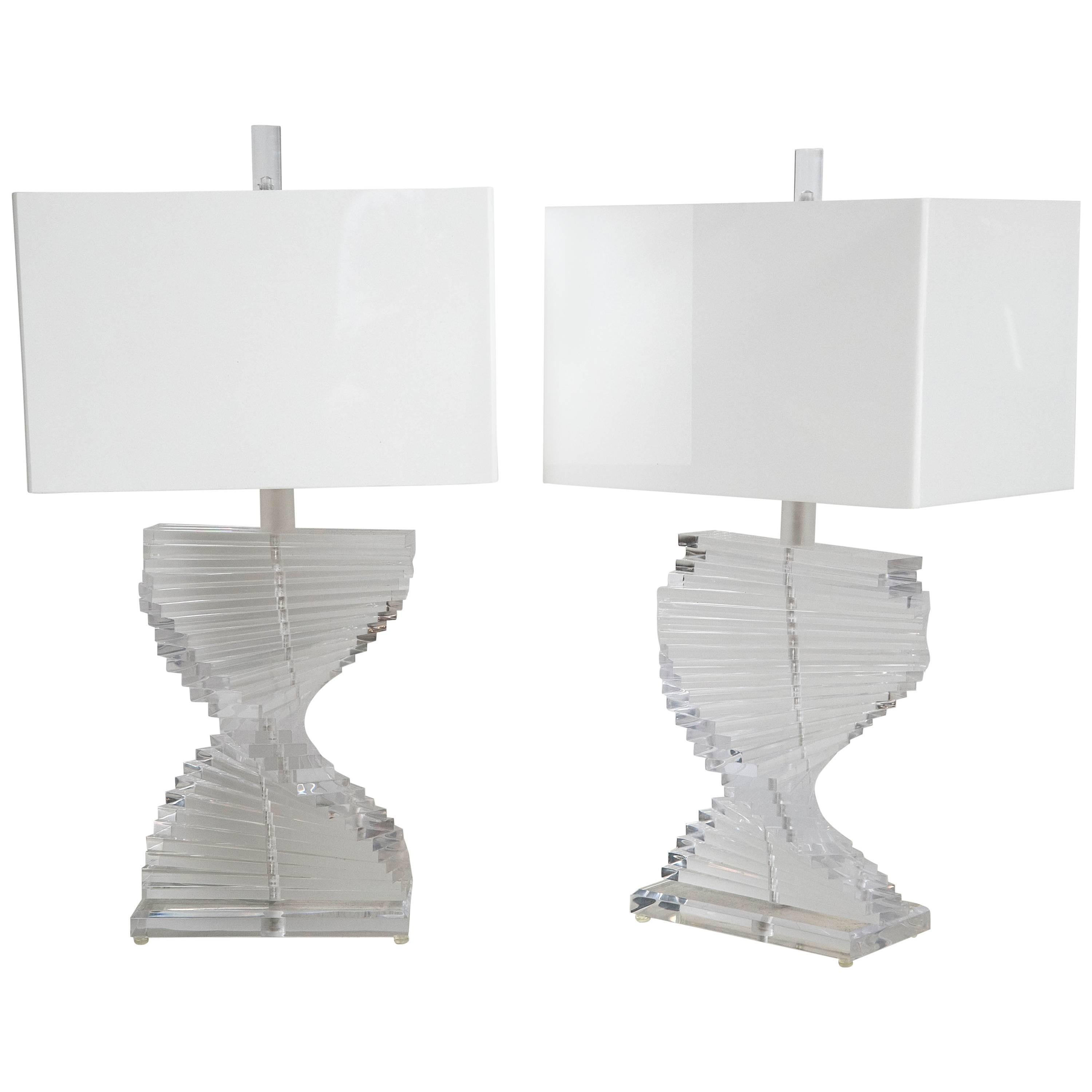 Pair of Lucite Lamps 