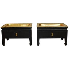 Vintage Chinese Low Tray Table Nightstands