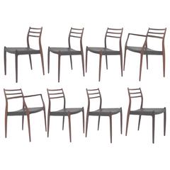 Set of Eight Danish Rosewood Dining Chairs by Niels Møller for J. L. Møller