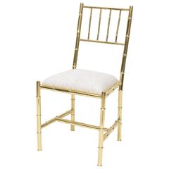 Italian Faux Bamboo Chair in Polished Brass