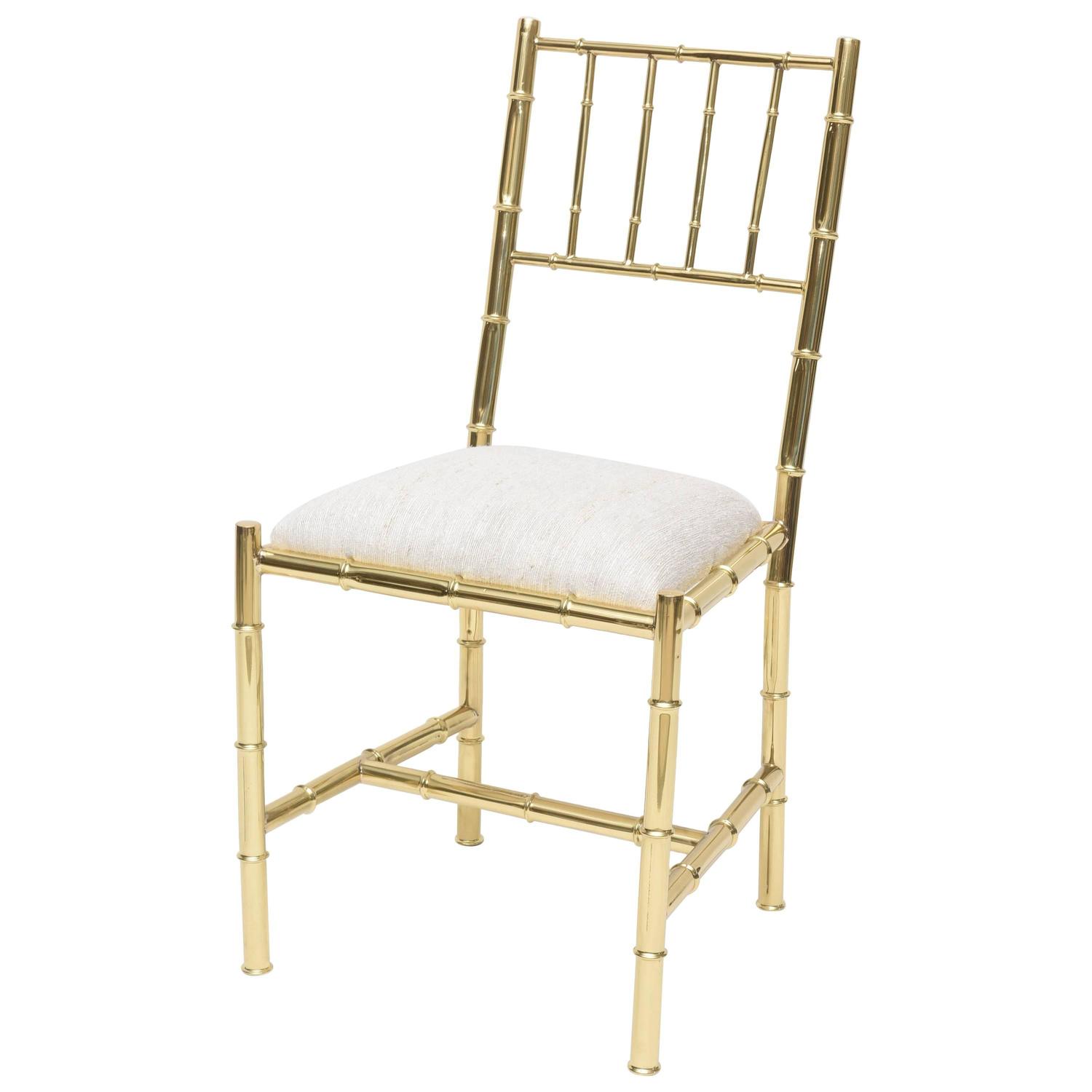 Italian Faux Bamboo Chair in Polished Brass For Sale at 1stdibs Italian Faux Bamboo Chair in Polished Brass For Sale at 1stdibs