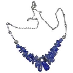 Natural River Tumble Ceylon Blue Sapphires from the 1940s Pendent Necklace 9