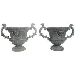 Pair of Old English Style Lead Garden Urns