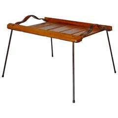 Manner of J. Adnet Side Wood Leather Table