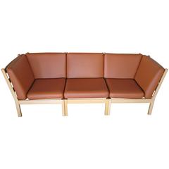 Hans J Wegner Model 280 Sectional Sofa in Beech and Cognac Leather
