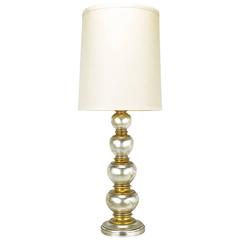 Vintage Frederick Cooper Silver and Gold Leaf Stacked Ball Table Lamp
