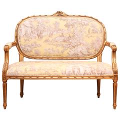 French Gilt Toile Settee