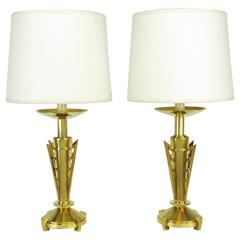 Pair of Custom Art Deco Inspired Brass Table Lamps 5