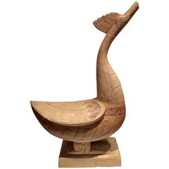 Large Folk Art Hand-Carved Wood Goose