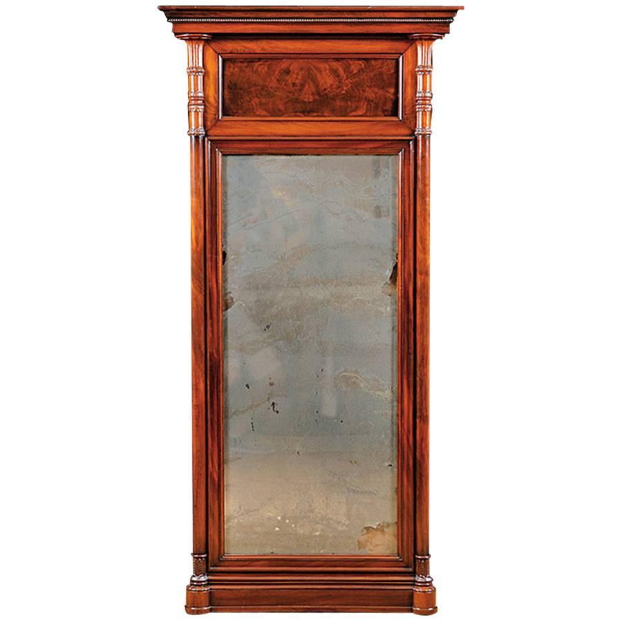 Großer antiker neoklassischer Empire-Spiegel in Mahagoni mit Originalglas, um 1810 im Angebot