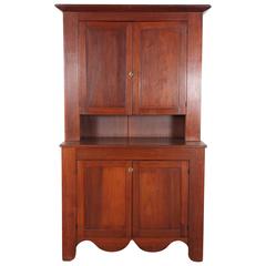 Vintage Cherry Wood Cabinet and Hutch