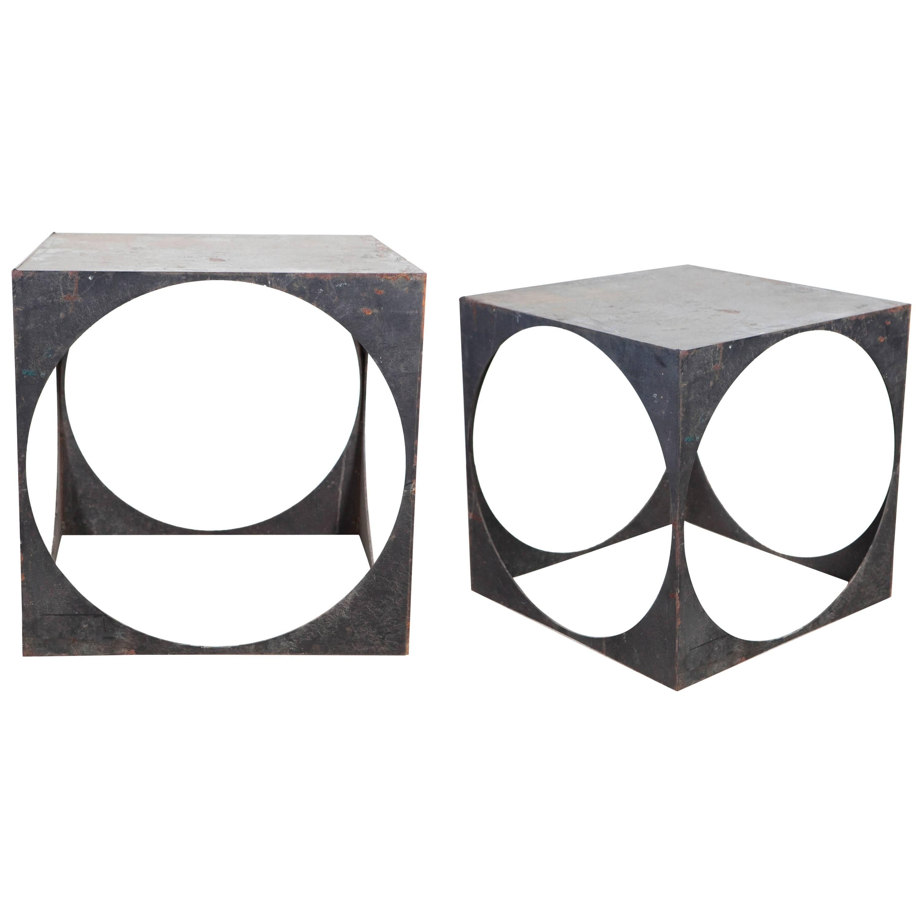 Iron Cutout Circle Cube Side Tables