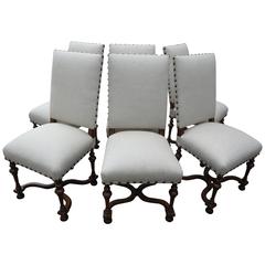 Set of Six 19th Century French Louis XIV Style Walnut Dining Chairs