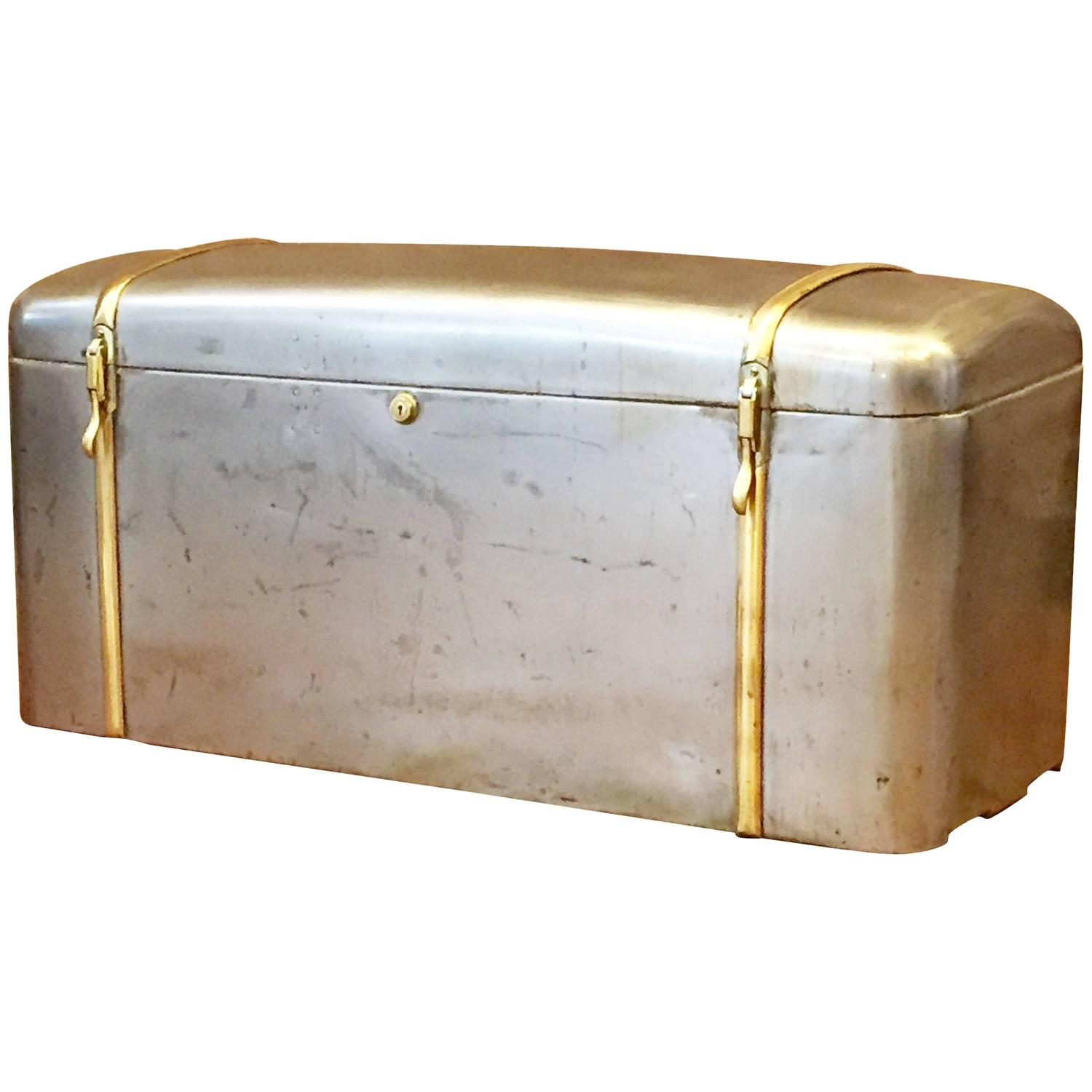 Steel and Brass Motor Car Trunk at 1stdibs