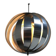 Dutch 1960s Aluminium Panton Inspired Moonlamp Pendant 