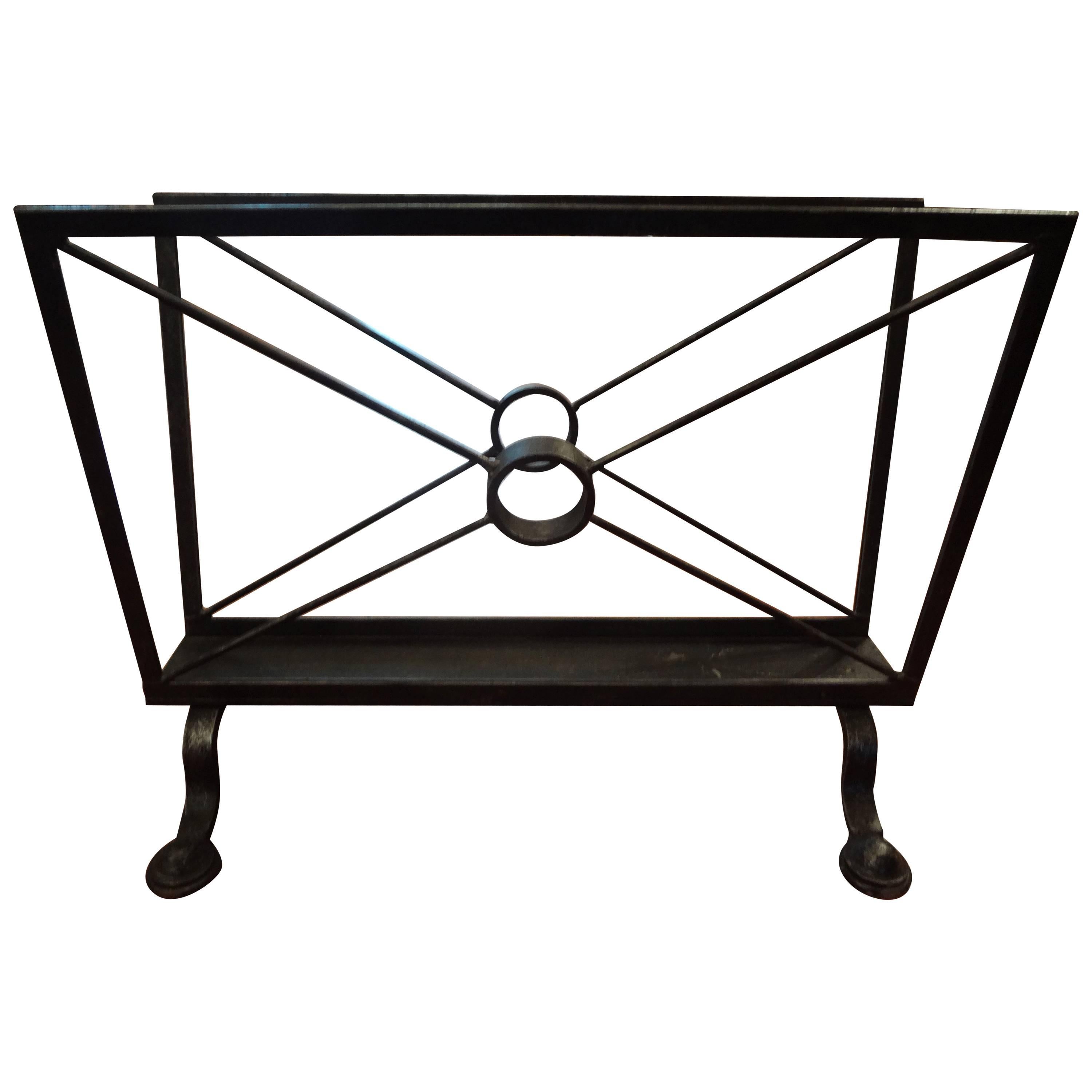 Vintage Wrought Iron Magazine Rack Inspired by Tommi Parzinger