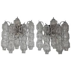 Pair of Murano Tronchi Style Tube Glass Sconces