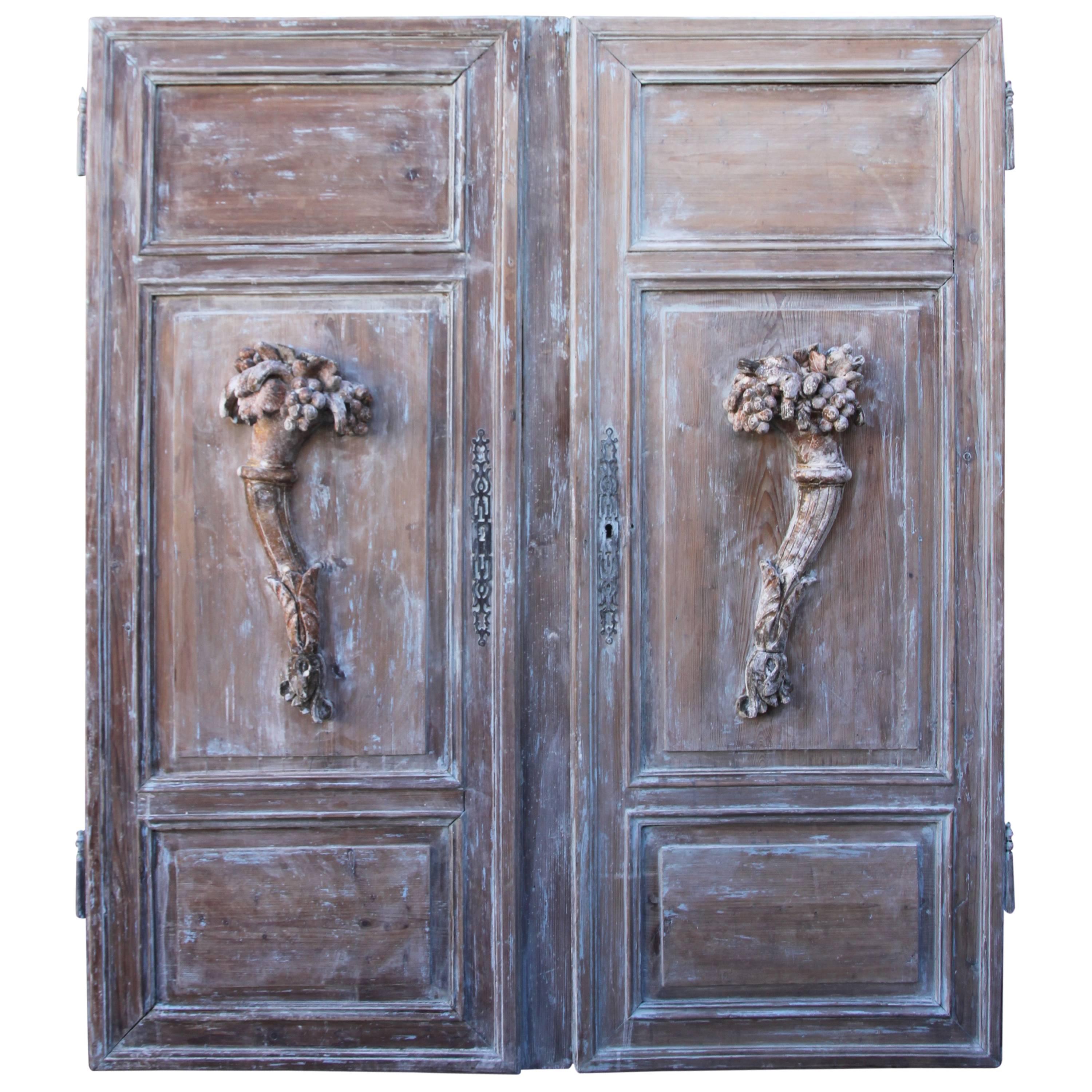 Pair of French Painted Cornucopia Panels