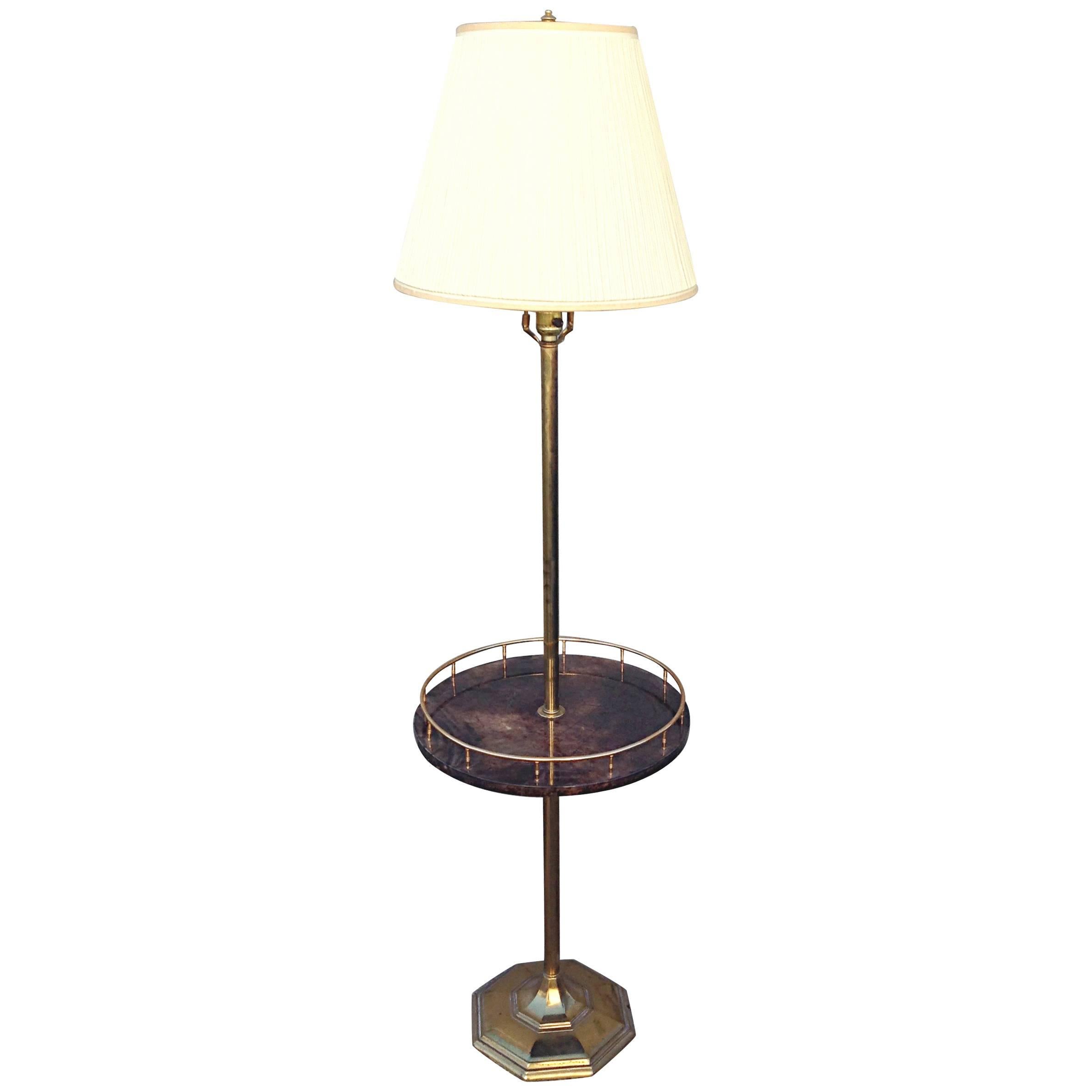 Aldo Tura Parchment and Brass Floor Lamp