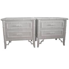 Pair of Lacquered Faux Bamboo Side Dressers