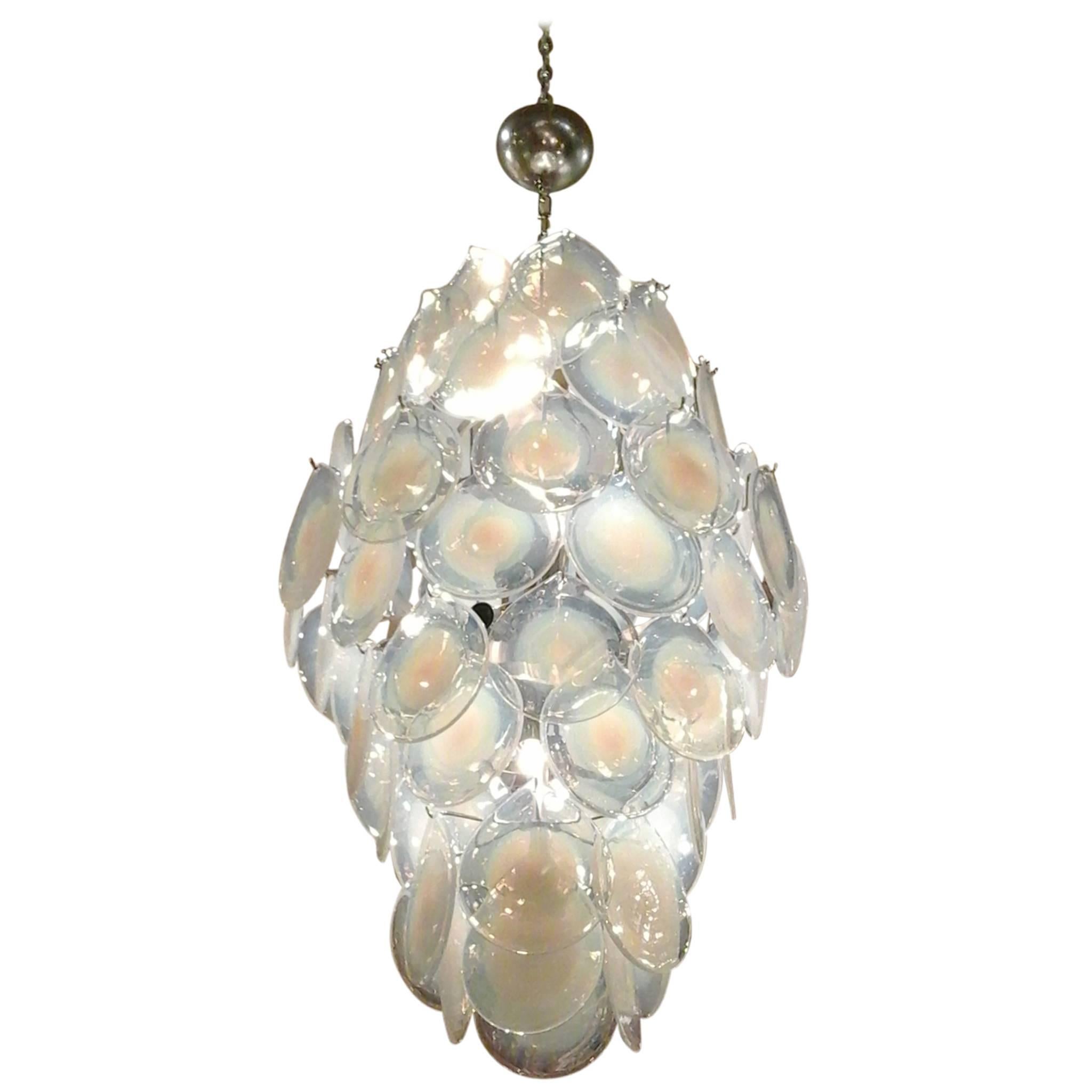 Opaline glass chandelier from Vistosi in 1970.