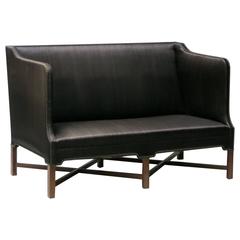 Sofa in Original Black Horsehair with Leather Welts by Kaare Klint 9