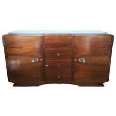 Art Deco French Carved Sideboard with Savoy Marble Top