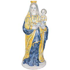 Rare Large Faience Virgin with Child, Nevers, circa 1650 10