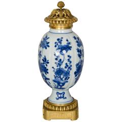 Antique Chinese Kangxi Porcelain Vase with Ormolu Mounts