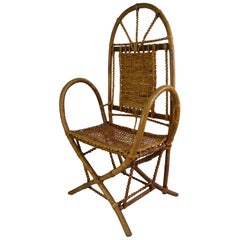 Sillón modernista de bambú y junco partido