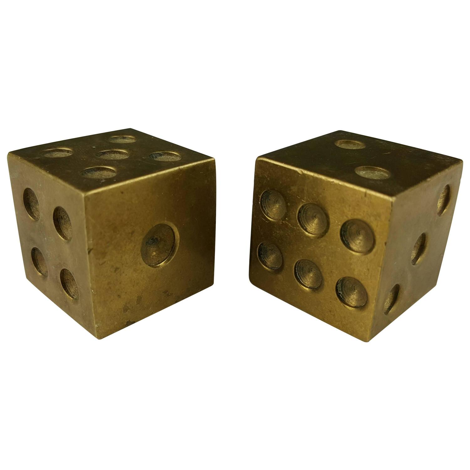Solid Brass Oversized Pop Art Dice, Paperweights of Objects at 1stdibs
