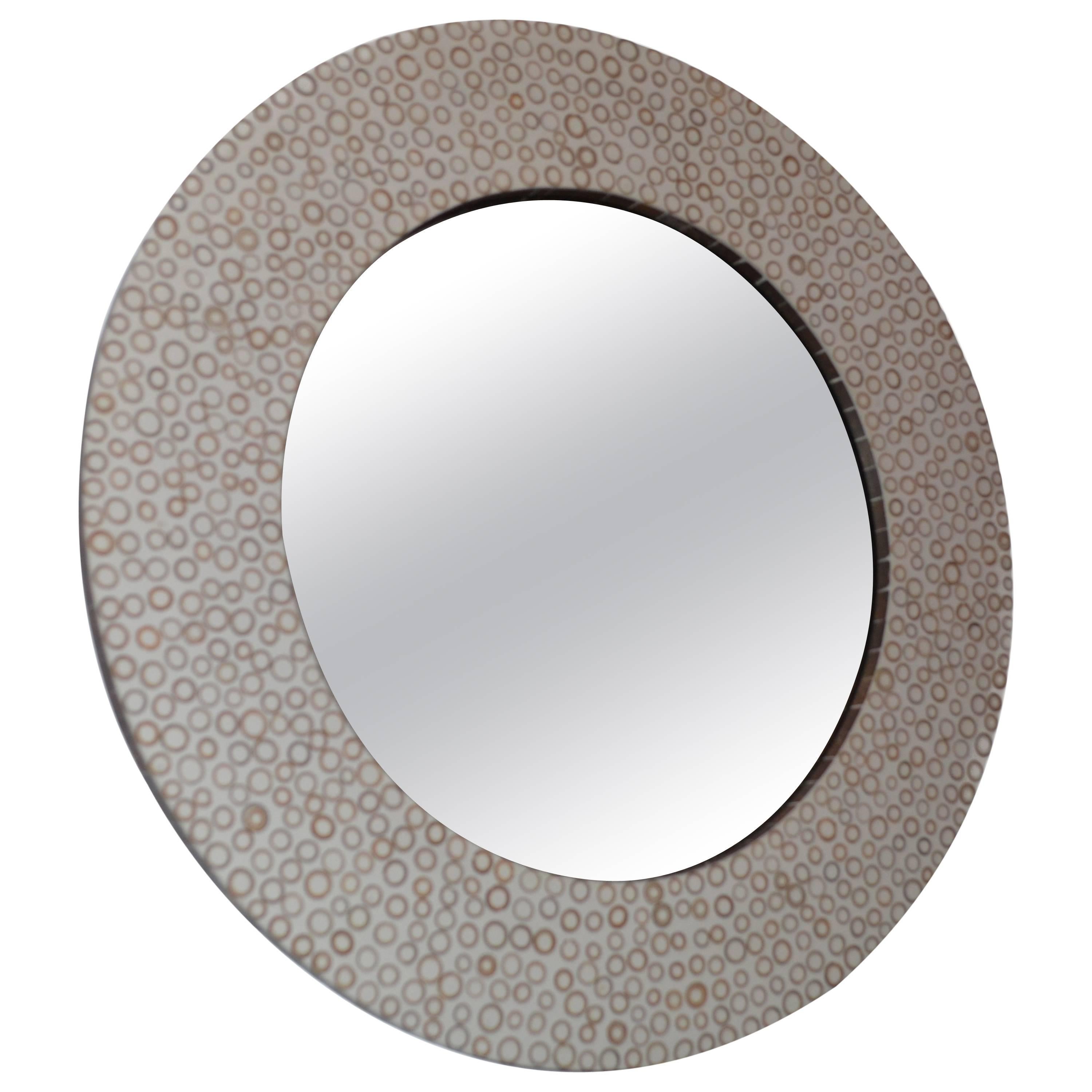 Andrianna Shamaris Bamboo Inlay Round Mirror For Sale