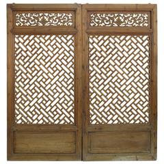 Antique Pair of Early 19th Century Chinese Window Screens