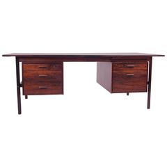 Vintage Large Rosewood Executive Desk Retro, Danish, 1960s