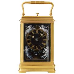 Antique Hour-Repeating Carriage French Clock with Half Hour and Hour Self Strike