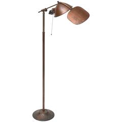Antique Early Copper Floor Lamp by Lyhne Lamp Company