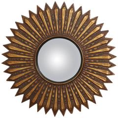 Mid-Century Modern Argentinian Gilded Wood Starburst Convex Mirror 5